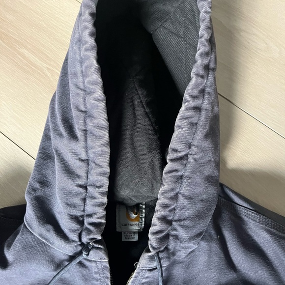 Vintage Carhartt J130 Dark Blue/Gray Hooded Jacket - Picture 6 of 12